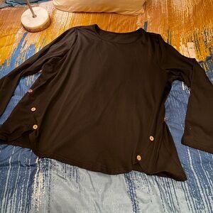 SHEIN Black Long Sleeve Blouse with Button Detail